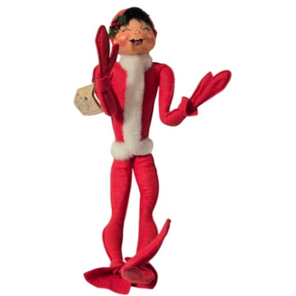 Annalee Dolls Vintage Christmas Swirl Red Elf Code# 7448 Mobilitee Doll (NWT) - Picture 9 of 16